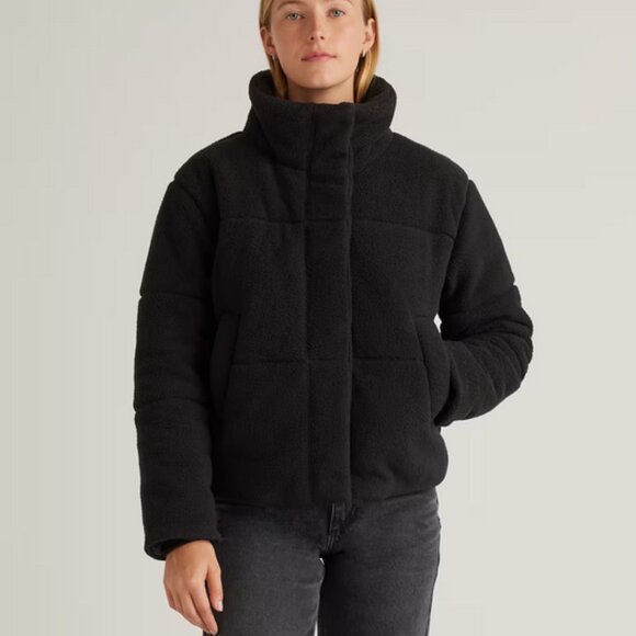 Sherpa Puffer Jacket Quince Size Medium New With Tags Retro Black MSRP $90 - Picture 14 of 16